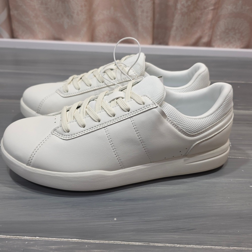 Goodfellow & Co Men's Scout Sneakers White Low Top Faux Leather Size 7 - Picture 6 of 9